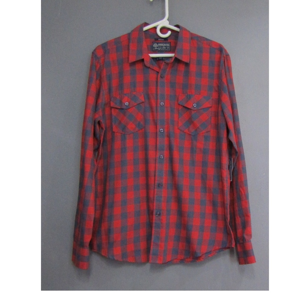NEW American Rag Re d& Blue Plaid Check Shirt M